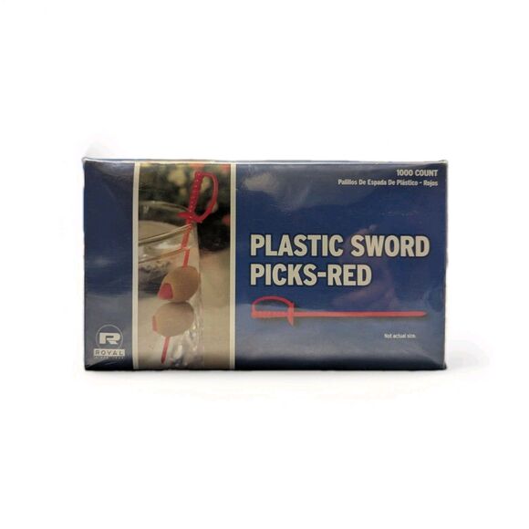 1000 Count Royal Plastic Sword Cocktail Theme Picks Red Sealed Box Free Shipping - Picture 1 of 2